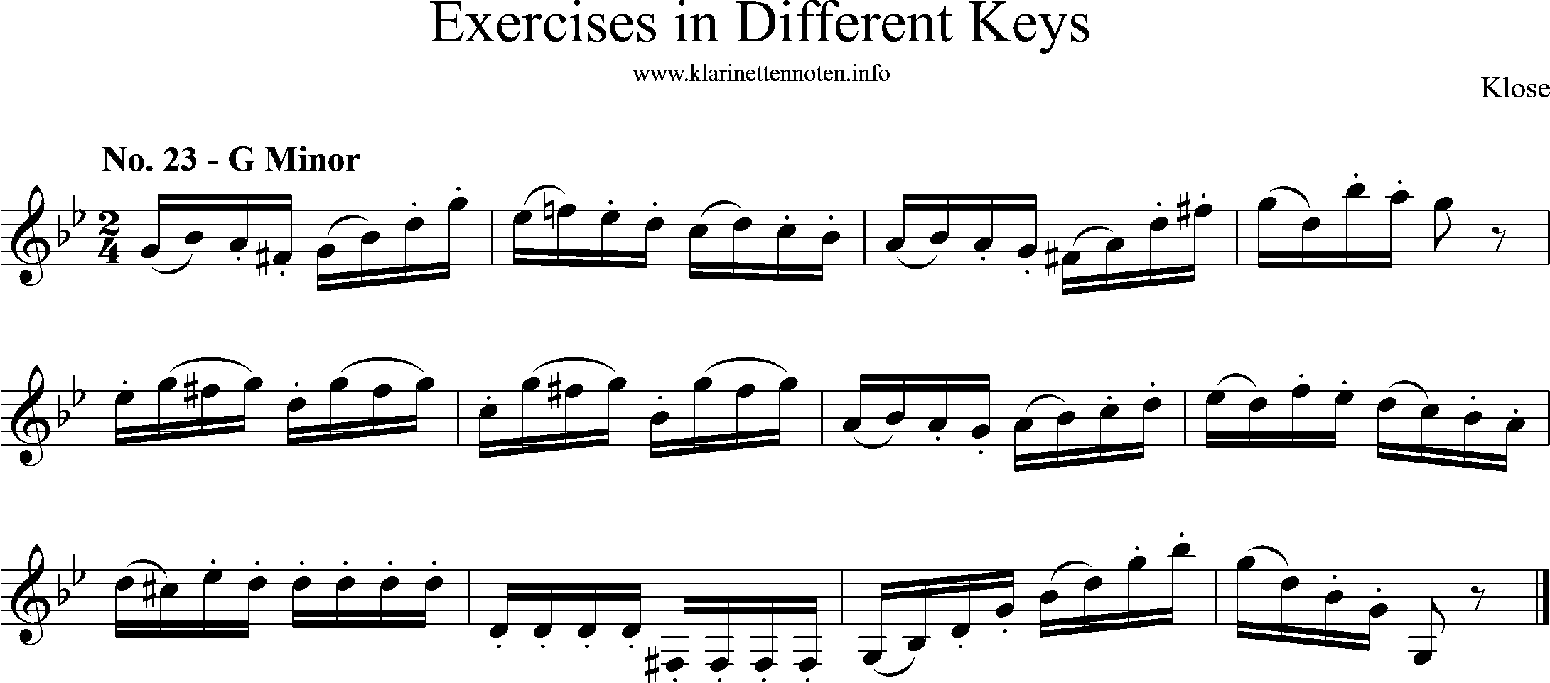 Exercises in Differewnt Keys, klose, No-23, G-Minor